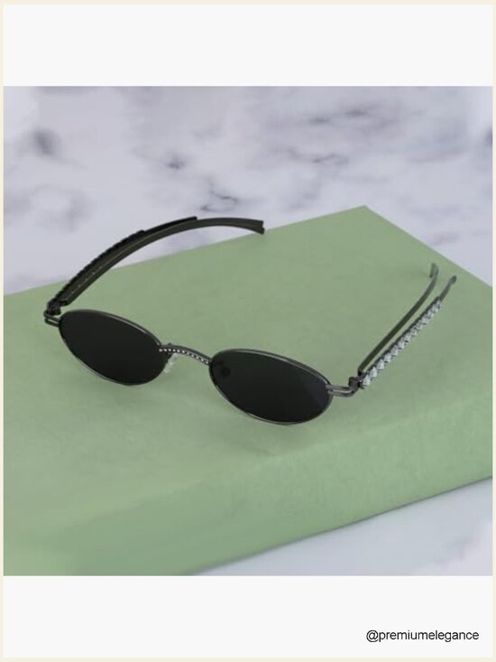 Vintage Oval Heart Rhinestone Sunglasses w UV Protection main image 4